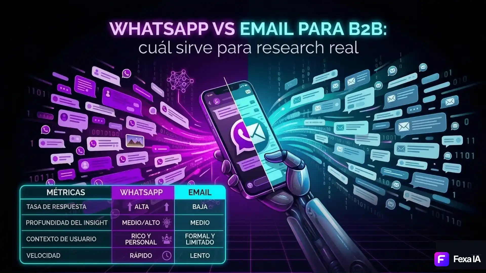 Comparación entre WhatsApp y email para research B2B